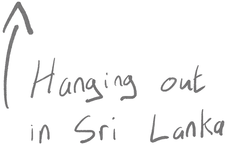 An illustrated description of the photo, which says 'Hanging out in Sri Lanka